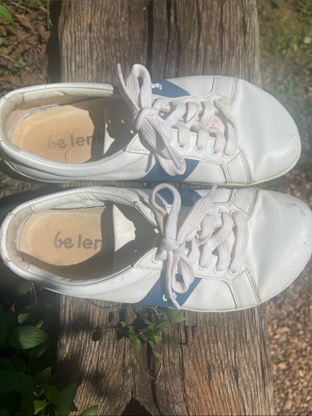 Women's White and Blue Lace-Up Casual Sneakers